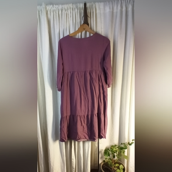 Wren and Ivory Dress, at or below knee, pockets, dusty rose-violet, M - Picture 4 of 4